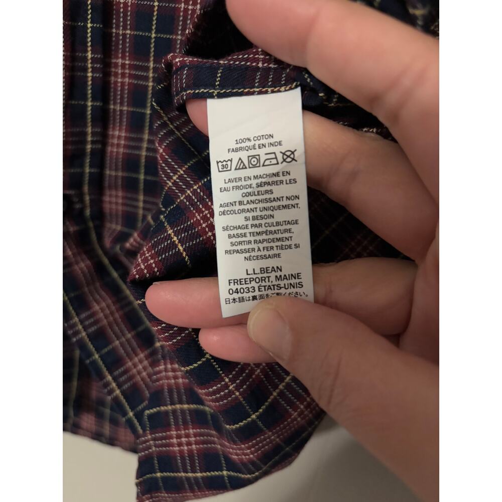 LL Bean Size Large Long Sleeve Plaid Button Up Shirt - Picture 3 of 5